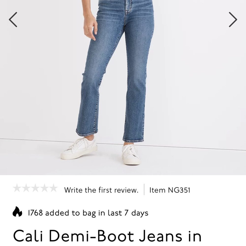 Madewell Cali Demi-Boot Jeans - Size 27